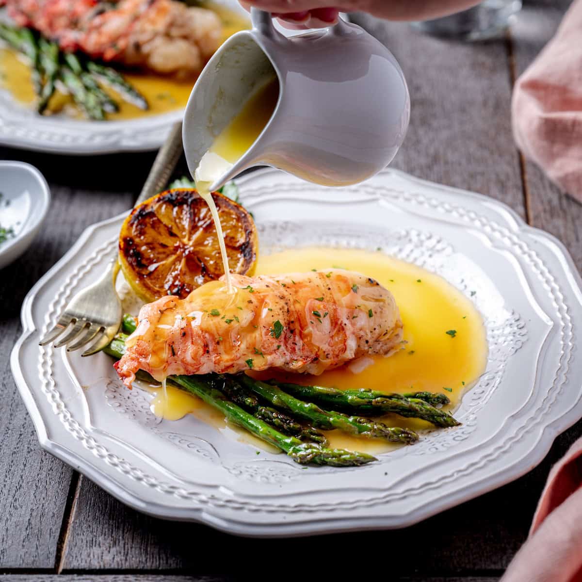 Garlic Butter Herb Sous Vide Lobster with Lemon Beurre Blanc