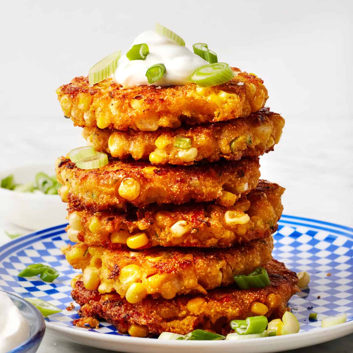 Stack of corn fritters